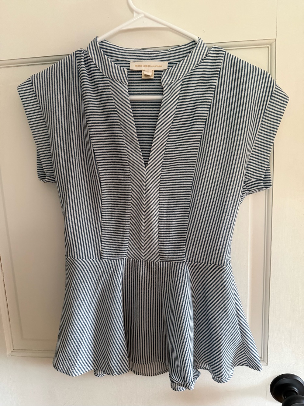 Monteau Blue and White Striped Shirt